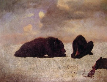 クマ Painting - グリズリー ベアーズ ルミニズムのランドスケープ アルバート ビアシュタット